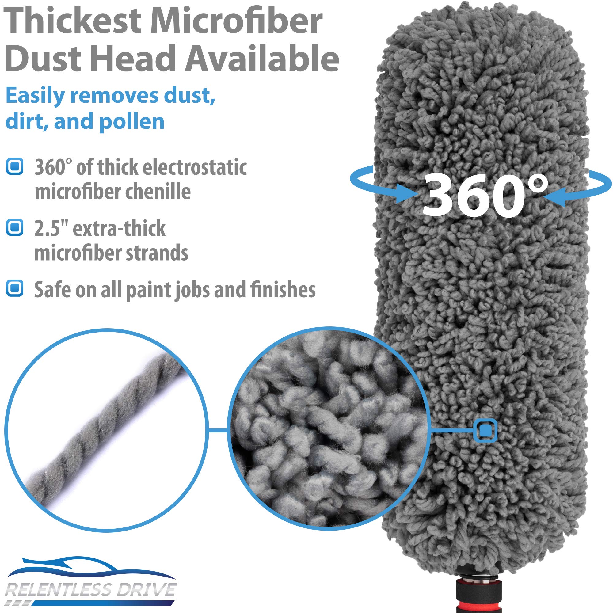 ZORBES Microfiber Duster Brush with Long Retractable Handle for Car, Office, Home Clean ZORBES Microfiber Duster Brush with Long Retractable Handle for Car, Office, Home Clean